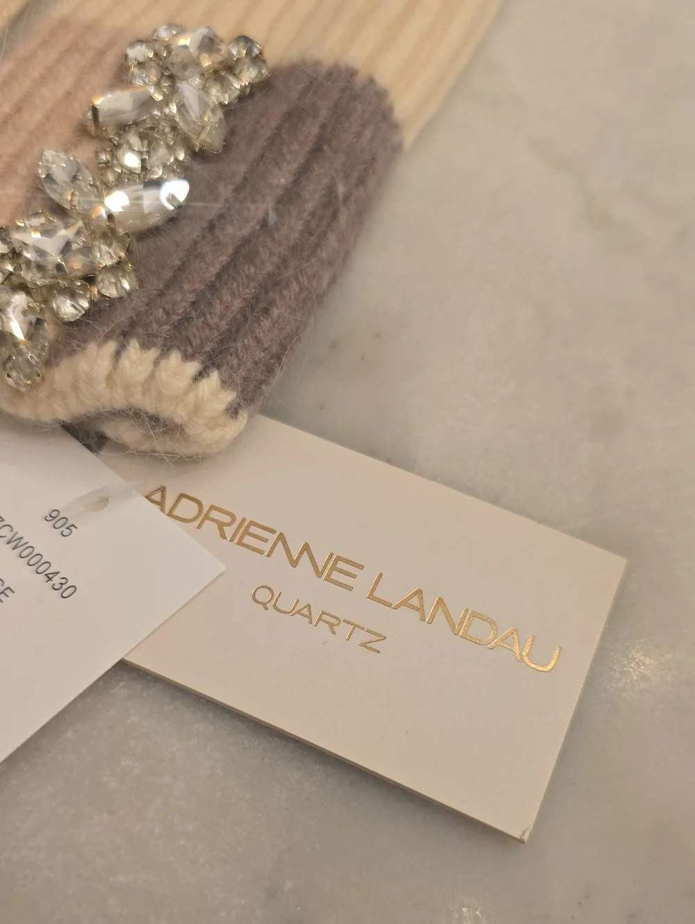 NWT Adrienne Landau Knit Embellished Fingerless Gloves
